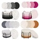 8/10pcs Drink Coasters with Holder Woven Trivet Placemats Dinner Plate Mat Set