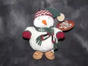 1999 Mervyn's Debbie Mumm Christmas Snowman Plush 8” Stuffed Animal Doll Toy*