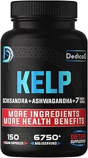 DEDICAD Kelp Extract Supplement 6750mg - 10 Herbal Combine Schisandra, Ashwagandha, Turmeric, Ginseng & More - 150 Vegan Capsules for 5 Months - Support Energy & Immune System - Non-GMO, Gluten Free