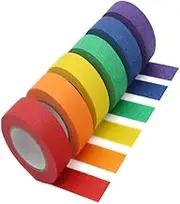 Naisfei 6 Pack Colored Masking Tape,Colorful Paper DIY Decorative Stickers Tape Fun Rainbow Masking Tapes for School, Office, Home, Arts & Crafts, Labeling, Coding,Party Decorations(1.5cm X 13m)