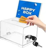 Veemoon Box Box Acrylic Trading Card Storage Box Clear Lock Box for Raffles Donations and Money and Lightweight Design for Events Exhibitions and Offices