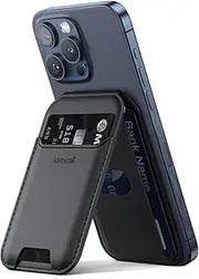 65g Lightweight for Mag Safe Wallet Stand - Upgraded Slim Phone 3 Cards Holder, Adjustable Leather Apple iPhone Wallet Stand, Magnetic for iPhone 16/15/14/13/12, Not for Mini, Mag Safe Accessories