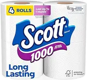 Scott 1000 Sheets Per Roll, 4 Toilet Paper Rolls, Bath Tissue