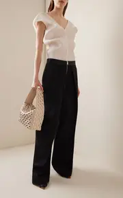 [Khaite] Marine Zipped Crepe Wide-Leg Pants