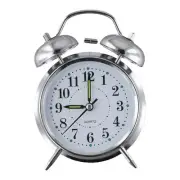 1x Alarm Clock Classic Retro 4 Electroplated Silver Double Bell Alarm Clock New