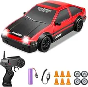 RC Drift Car, YUAN PLAN 1:24 Remote Control High Speed Race Drifting Cars, 2.4GHz 4WD Electric Sport Racing Hobby Toy Car with Headlight for Boys and Girls Teens and Adults Gift (Red)