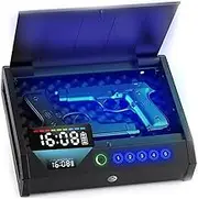 Biometric Gun Safe, Quick Access Handgun Safe with 3-Way Unlock – 100-Fingerprint, Digital PIN & Key, Battery Level Display, Secure Pistol Lock Box for Home, Nightstand & Car