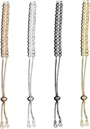 4pcs Jewelry Accessories Bracelet Chain Gold Jump Rings Adjustable Bracelet Plated Cable Chain Chunky Gold Bracelet Key Chain Hand Chain DIY Bracelet Semi-finished Bracelet TEHAUX