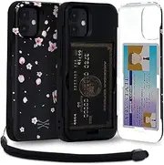 TORU CX PRO for iPhone 12 Mini Case Wallet | Protective Shockproof Heavy Duty Cover with Hidden Card Holder & Card Slot | Mirror & Wrist Strap Included - Flowers