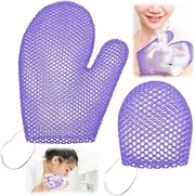 Karenhi Honeycomb Exfoliating Scrubber Set, Honeycomb Face and Body Scrubber Include Spa Bath Mitt Honeycomb Exfoliating Glove for Body Shower, Face Exfoliator Scrubber Sponge, Quick Drying (Purple)