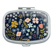 Mimi Flowers Floral Pattern Rectangle Pill Case Trinket Gift Box