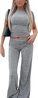 [RISCUYY] 2 Piece Sets for Women Going Out Stretchy Bodycon Top and Pants Sexy Outfits for Women 2025