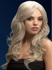 Nicole Womens Silver Blonde Deluxe Curly Fashion Wig