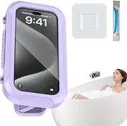 Shower Phone Mount - Showerproof Phone Holder | Anti Slip 360 Degree Adjustable Adhesive Touchscreen Stand for Pool Bath Bathtub Home 7inch Cellphones Men