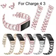 For Fitbit Charge 4 3 D-Bling Rhinestone Stainless Steel Watch Wrist Band Strap