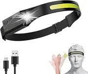 Waterproof Head Torch COB LED Headlamp Camping Headlight USB Rechargeable Sensor 5 Lighting Mode 350 Lumens