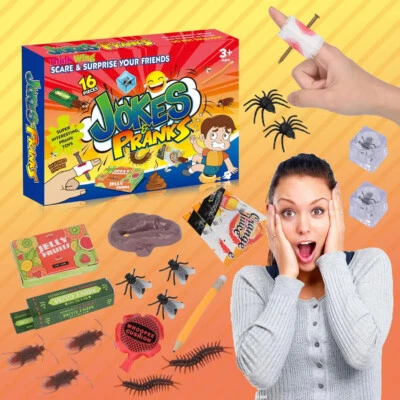 16 Pieces Practical Jokes Prank Game Children Action Kit Kids Tricks Box Party