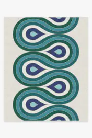 245' x 305' | Machine Washable Runner Rug | Kid & Pet Friendly | Indoor Rug | Milano Peacock Rug by Jonathan Adler | Ruggable