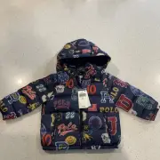 Polo Ralph Lauren Kids Size 24M VARSITY PRINT Down Hooded Jacket NWT