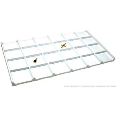 White Faux Leather 24 Compartment Tray Insert Jewelry Display 14 1/8" x 7 5/8"