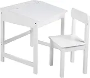 Roba School Desk with Chair, Children's Desk Chair Set, Desk with Folding Table Top with Damping Fittings for Boys and Girls with Milled Grooves for Storing Pencils