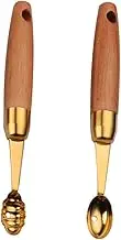 LIFKOME 2pcs Melon Baller Wooden Handle Spoons Fruit Scoop Watermelon Scooper Kitchen Gadget
