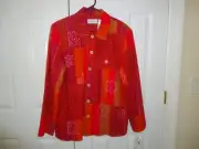 NWT Alfred Dunner Lined Fall Jacket Beaded Orange Red Size 16 $60