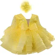 [KLFFLGID] Baby Girl Pageant Dress Sequins Embroidered Lace Toddler Flower Wedding Birthday Party Gown Dresses 12M-6Y