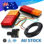 2Pcs LED Trailer Tail Light Kits Pair Plug 5Core Wire Caravan ute 7pin Flat