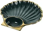 TIDTALEO 1Pc Ceramic Shell Shaped Dumpling Plate Versatile French Fries Dish Sauce Bowl Practical Dining Plate for Appetizers and Desserts Elegant Green Design