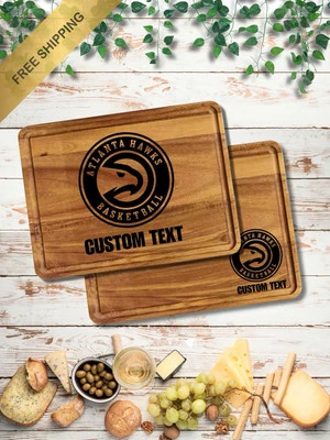 ATLANTA HAWKS | CUSTOM ENGRAVED CHARCUTERIE | CUTTING BOARD | ACACIA WOOD