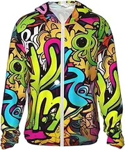 [LHBWCVN] UPF 50+ Light Jacket Full Zip Sun Protection Hoodie for Women Men Long Sleeve Graffiti Drawing Sun Shirts