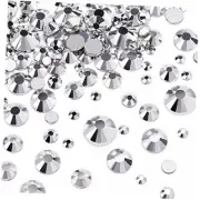 2650 Pieces Flatback Rhinestones for Nails, Mine Silver / Silver Hematite
