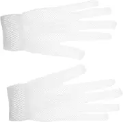 [LIFKOME] 1 Pair Fishnet Gloves Fishnets Costume Long Gloves Fine Mesh Gloves Cosplay Accessories Steampunk Gloves Women Night Club Short Gloves Fine Mesh Elbow Gloves Nylon White