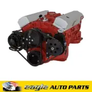 Chev 283 - 350 V8 Black Alt & P/Steering Bracket & Pulley Kit B-350-PS-SYS-C-LWP