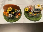 2 Our America Birdhouse and Garden Themed Candle Holder Resin Coaster