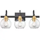 HYDELITE Modern Globe Bathroom Vanity Light Black Wall Light Fixtures with Mi...