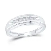 14k White Gold Round Diamond Wedding Band Ring 1/4 Cttw