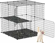 KOCASO 2-Tier Cat Cage with Ladder, Indoor Cat Playpen - Spacious Cat Crate for 1-2 Cats, Small Animal Cage for Ferrets, Rabbits & More - Easy to Assemble, Detachable & Easy to Clean