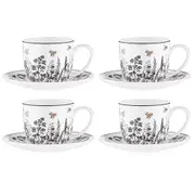 4pc Ashdene Queen Bee Tea/Coffee Latte Mug Cup & Saucer Set Fine Bone China