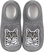 [ZYZX] Cat Slipper Socks for Women with Grippers Non Slip Winter Warm Knit Slippers Cozy Soft Fun Fuzzy House Socks Cute Christmas Socks Funny Gifts Ideas