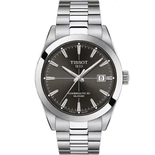 【TISSOT 天梭 官方授權】GENTLEMAN 矽游絲80小時動力紳士機械錶 男錶 手錶 母親節 禮物(T1274071106101)