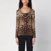 [Dolce & Gabbana] Silk blend leopard print T-shirt 40 IT Print