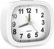 Analog Alarm Clock, 4Inch Quartz Movement Alarm Clock, Silent Non Ticking Small