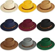 Hercicy Felt Hats for Women with Wide Brim Panama Hats for Burning Boho Hat Pork Pie Hat with Belt Vintage Jazz Hat