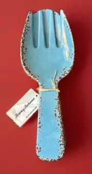 Tommy Bahama Melamine Blue Crackel Salad Serving Spoon and Fork Set NEW