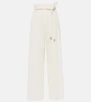 [Loro Piana] Loro Piana Tristin checked cotton-blend wide-leg pants AU 14 white