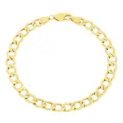 14K Yellow Gold 6.5mm Mens Cuban Link Curb Chain Bracelet Italian Made 8"