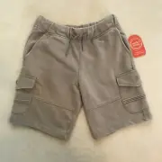 Wonder Nation Boys Elastic Waist Gray Terry Cargo Shorts Size XXL (18) Waist 34”