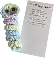 WAZIJ Handmade Emotional Support Worry Worm Gift, Crochet Worry Worm Inspirational Cares, Cute Knitted Gift C